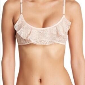 Sam Edelman Silver Floral Peony Lace Bralette Womens Size Small